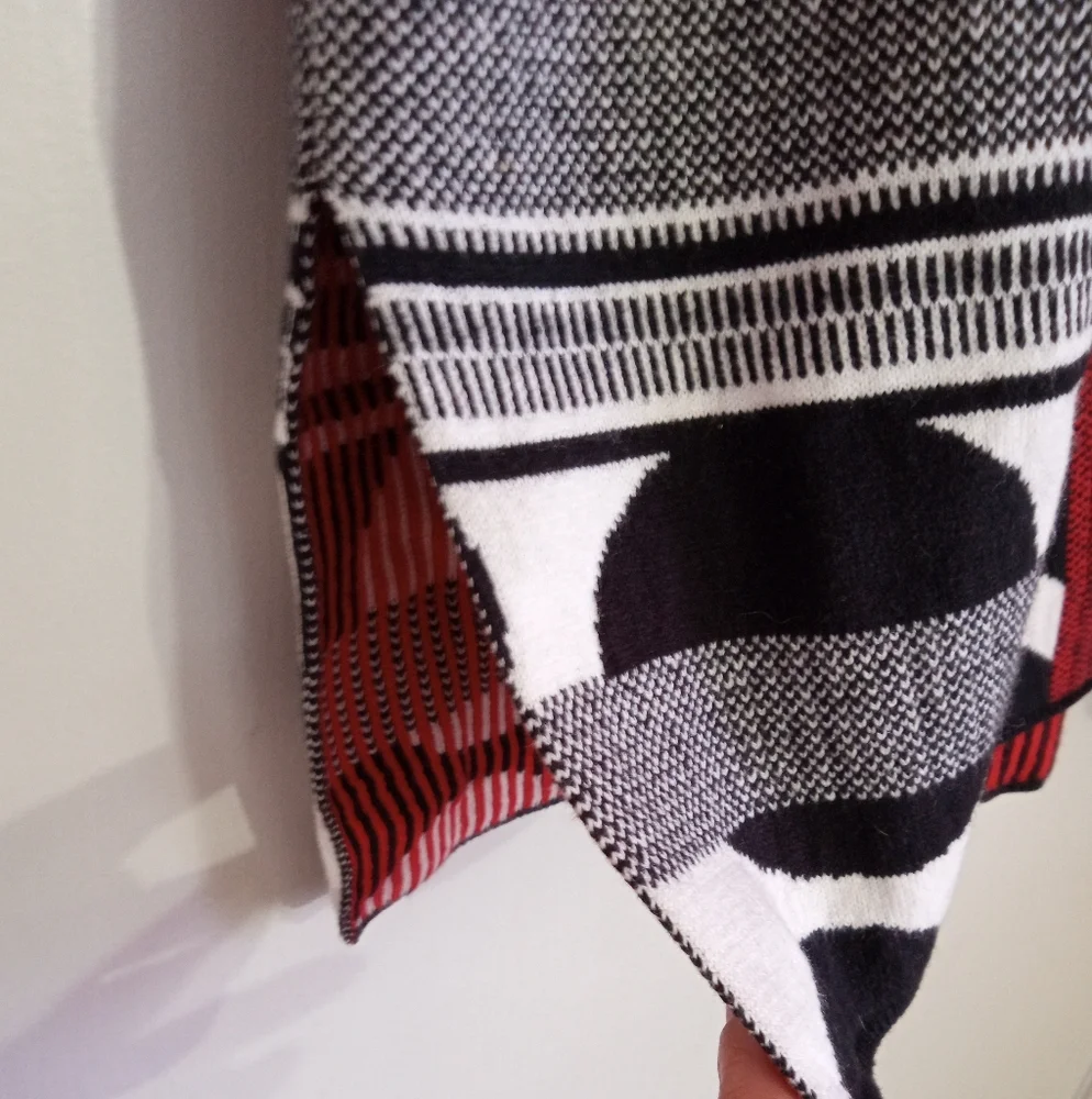 Chico's Black and Red Mixed Patterned Cardigan - Picture 6 of 10